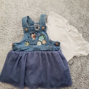 Overall dress with flowers and butterflies